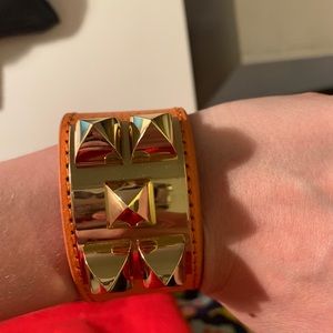 Orange and Gold Leather Bracelet